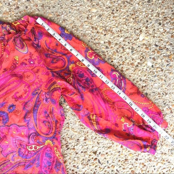 Lauren Ralph Lauren Silk Boho Paisley Tunic Blouse Size Medium - Picture 4 of 7